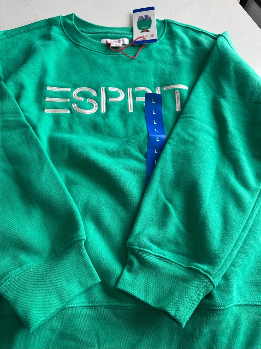 Esprit Green Crewneck Sweatshirt with White Logo - Picture 2 of 3